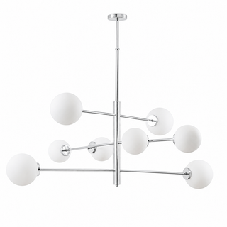 CAND. TETO 8 LUZES BOLAS DE VIDRO INOX